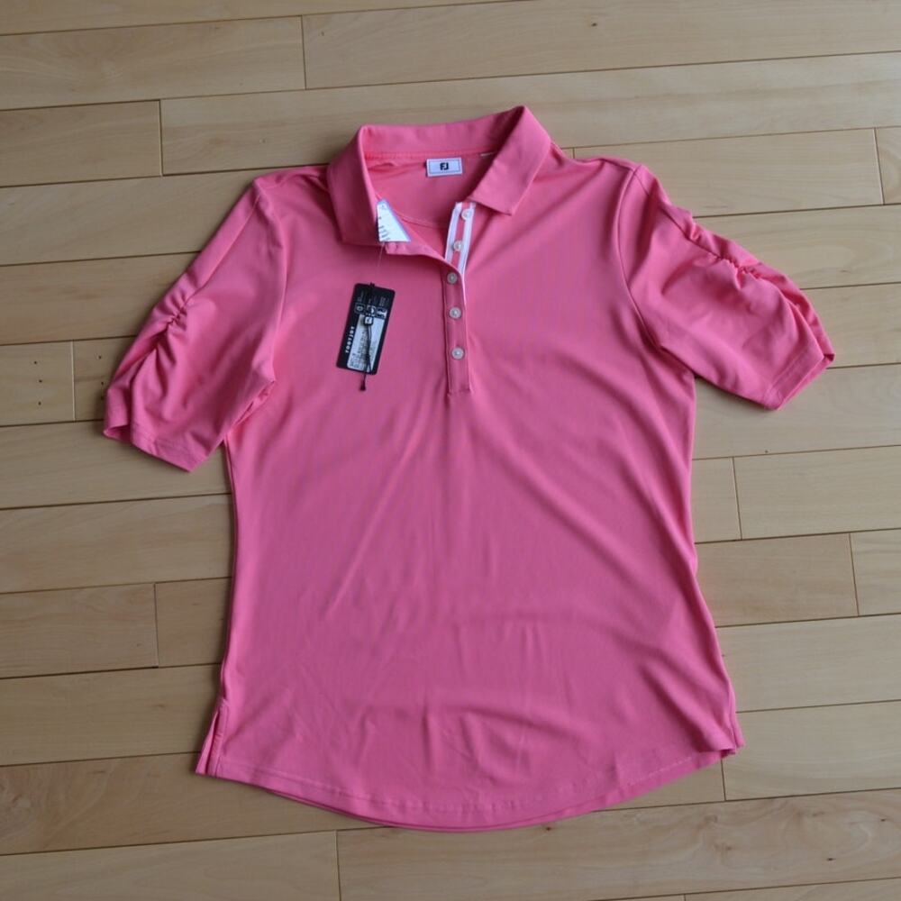 NWT FootJoy Short Sleeve Polo Shirt Pink Size Medium